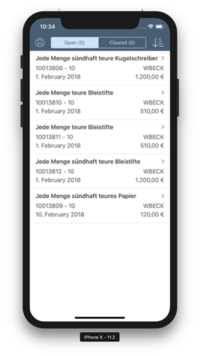Membrain BANF App: Listenübersicht